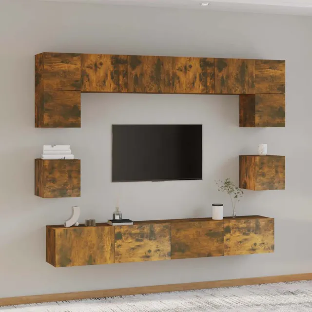 vidaXL 8-delige Tv-meubelset bewerkt hout gerookt eikenkleurig, foto 2