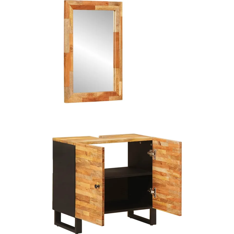 vidaXL Badkamer Sets 2 st Naturel Massief Mango Hout, foto 2