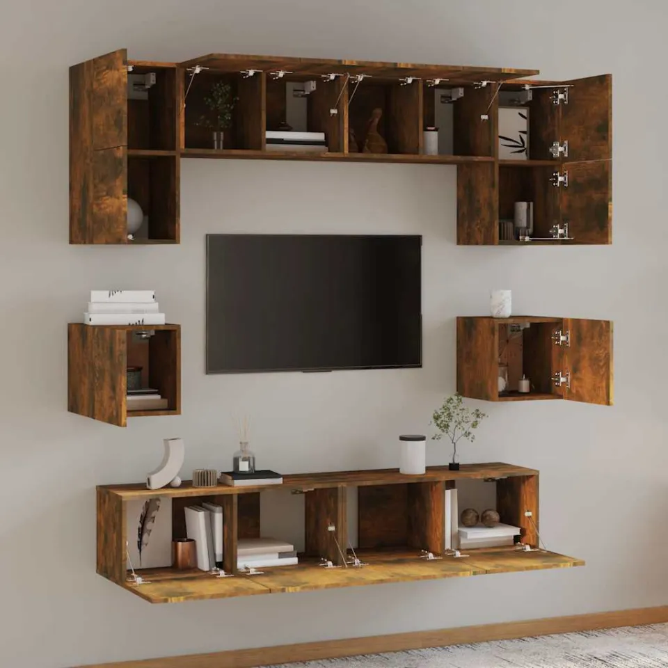 vidaXL 8-delige Tv-meubelset bewerkt hout gerookt eikenkleurig, foto 3