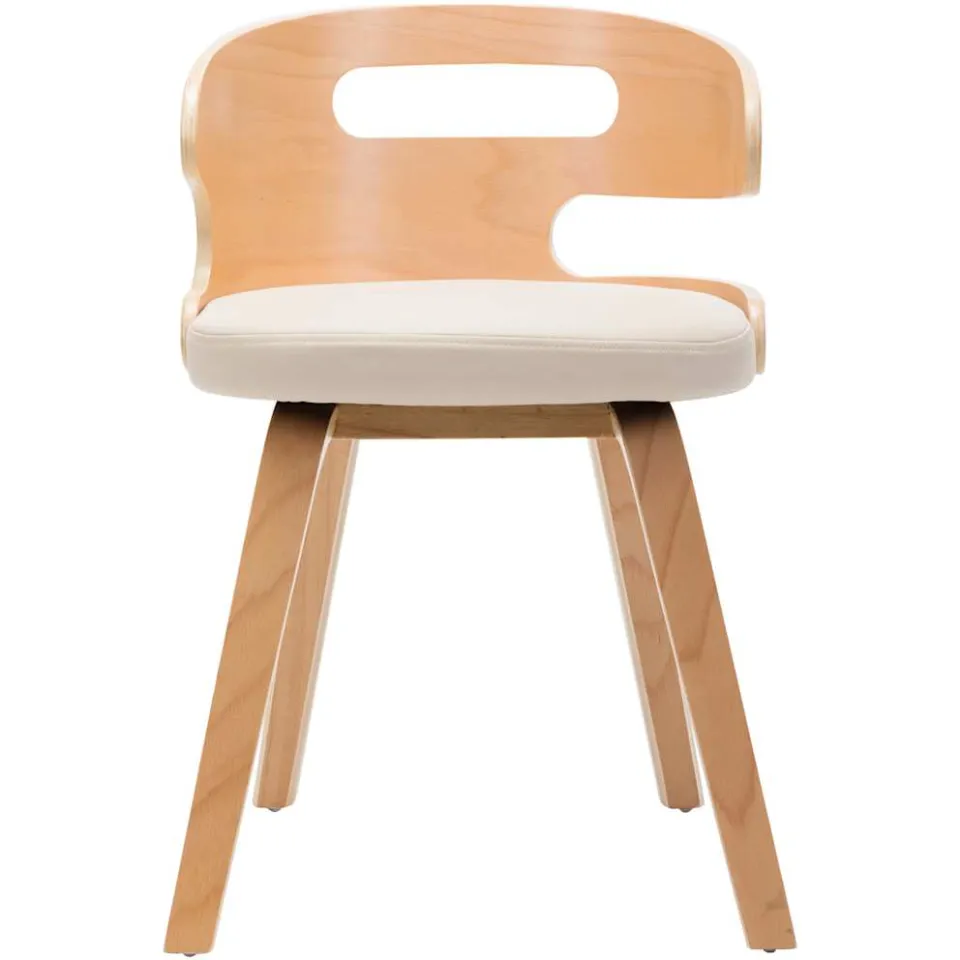 vidaXL Eetkamerstoelen 4 st gebogen hout en kunstleer crèmekleurig