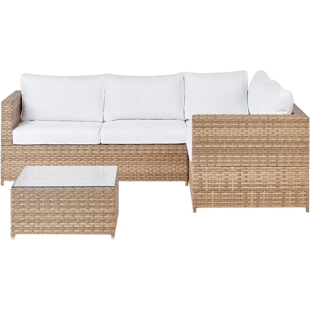 Beliani AVOLA - Loungeset voor 4 - Gebroken wit - PE rotan