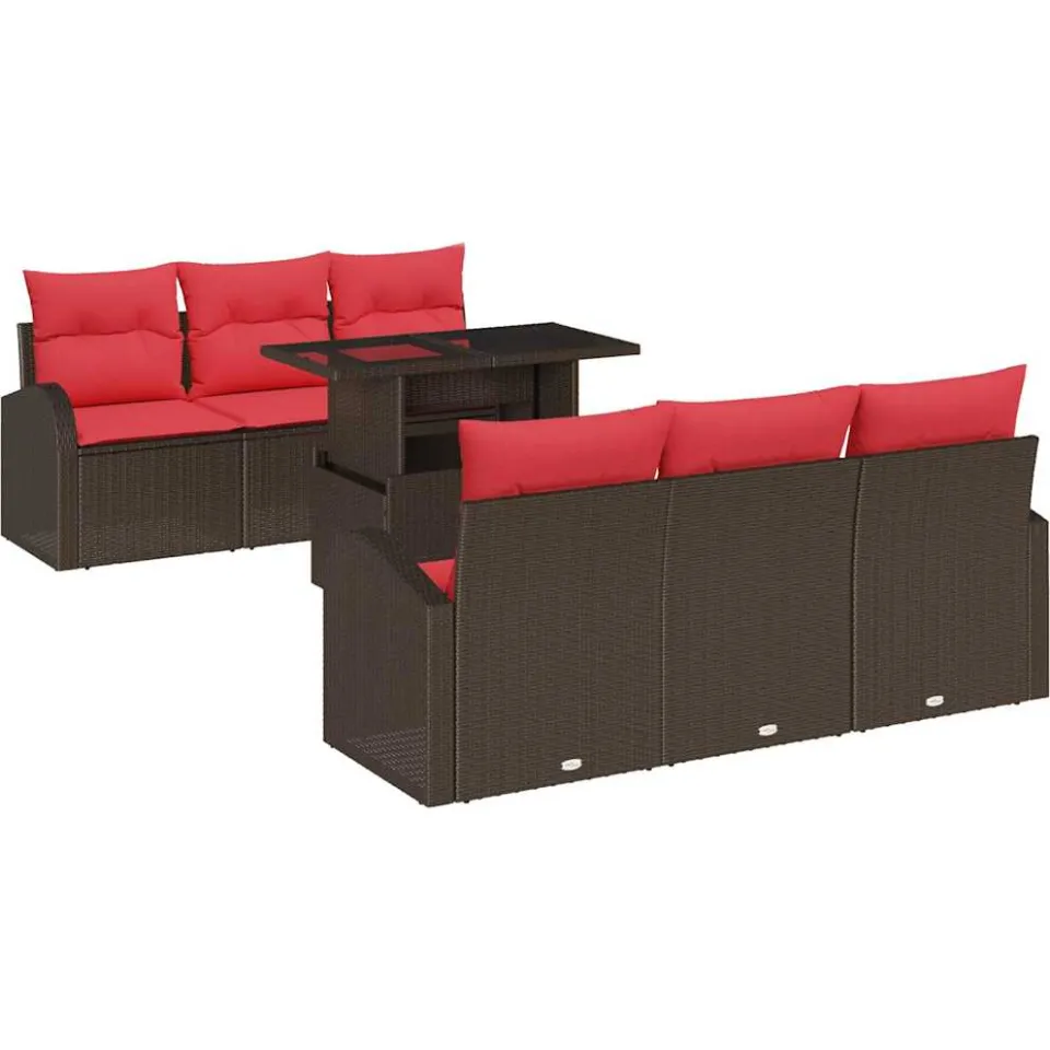 vidaXL Tuin Sofa Set 7 st Bruin Poly riet, foto 4