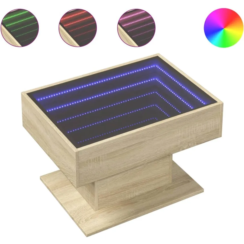 vidaXL Salontafel met LED 70x50x45 cm bewerkt hout sonoma eikenkleurig, foto 3