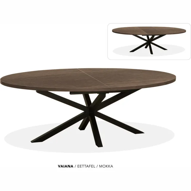 Maxfurn Ovale uitschuiftafel 220/280 | Zeer krasvast | Kleur: Mokka