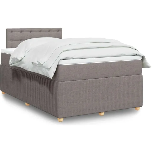 vidaXL Boxspring met matras stof taupe 120x190 cm