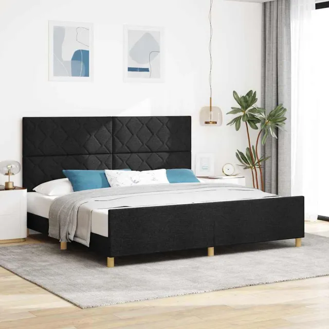 vidaXL Bedframe met hoofdeinde Zwart 200 x 200 cm Stof