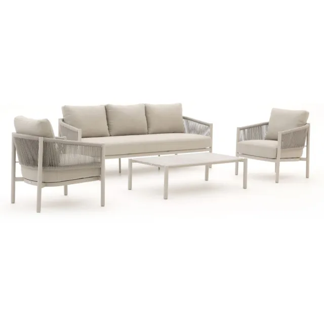 Bellagio tuinmeubelen Bellagio Panaro stoel-bank loungeset 4-delig Taupe
