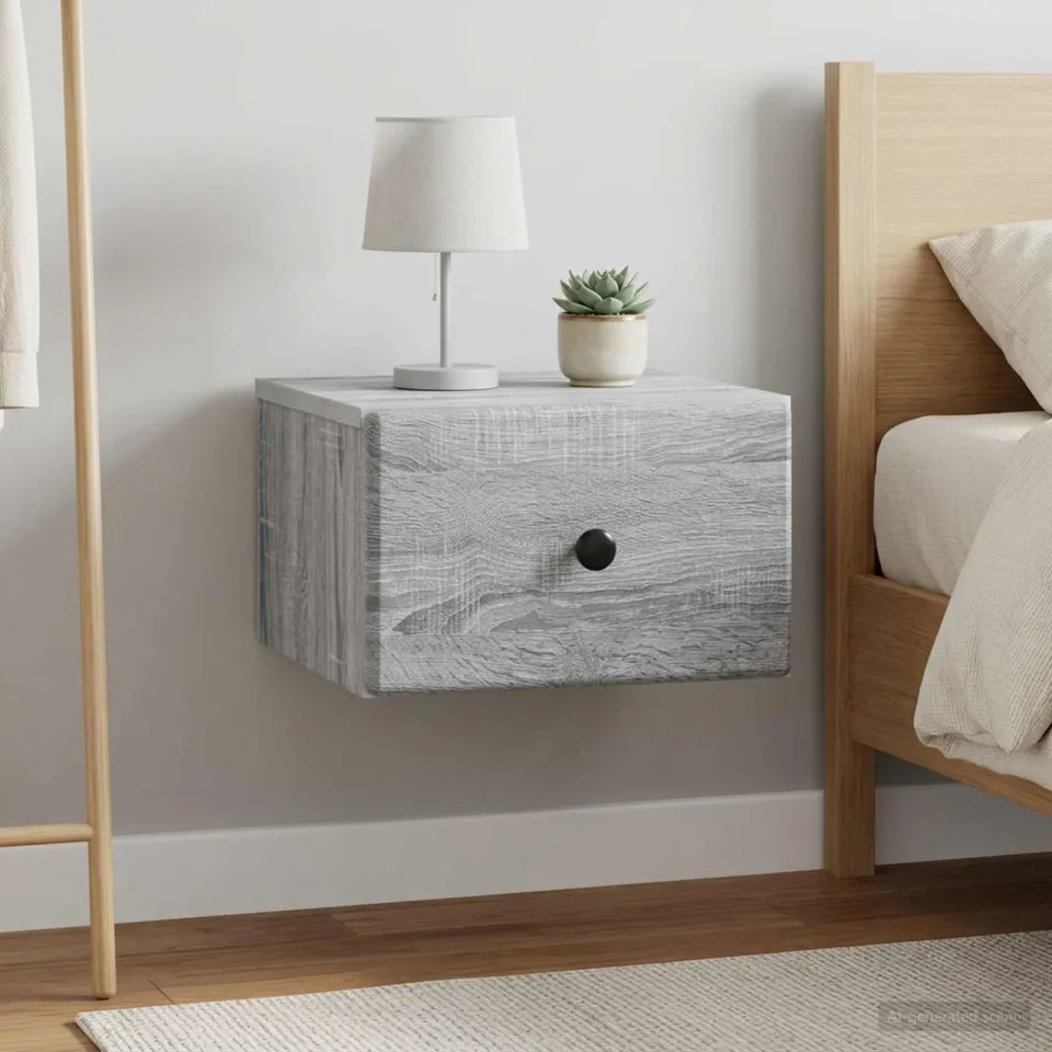 vidaXL Wandbeugel Bedkast 2 st Grijs sonoma 34,5 x 33 x 20 cm, foto 4