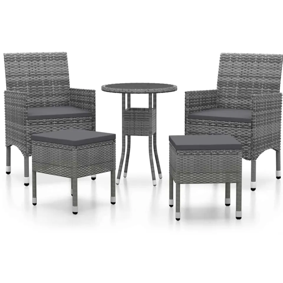 vidaXL 5-delige Loungeset poly rattan grijs, foto 3