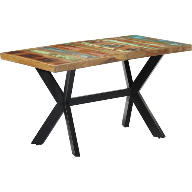 vidaXL Eettafel 140x70x75 cm massief gerecycled hout Meerkleurig