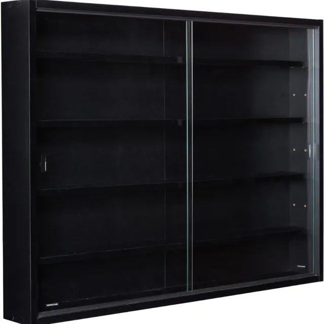 DailySupplies® Vitrinekast met Glas - Vitrinekasten Woonkamer - 9.5 x 80 x 60 cm - Zwart