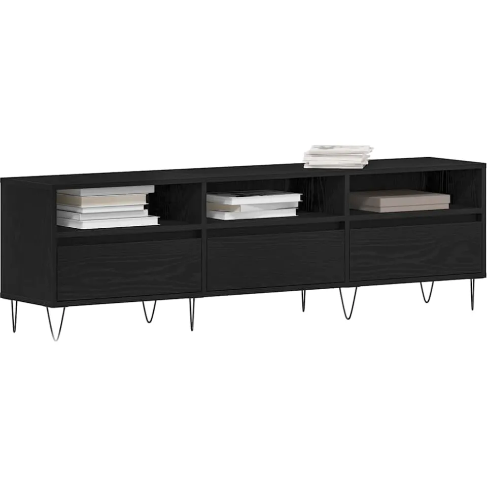vidaXL TV-kast 150 x 30 x 44,5 cm Zwart Eiken Bewerkt hout