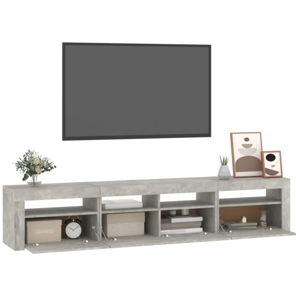 vidaXL Tv-meubel met LED-verlichting 210x35x40 cm betongrijs