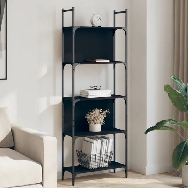 vidaXL Boekenkast 5-laags 60,5x24x166,5 cm bewerkt hout zwart, foto 2