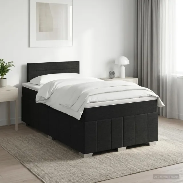 vidaXL Boxspringbed met matras met hoofdeinde Zwart 120 x 190 cm Stof
