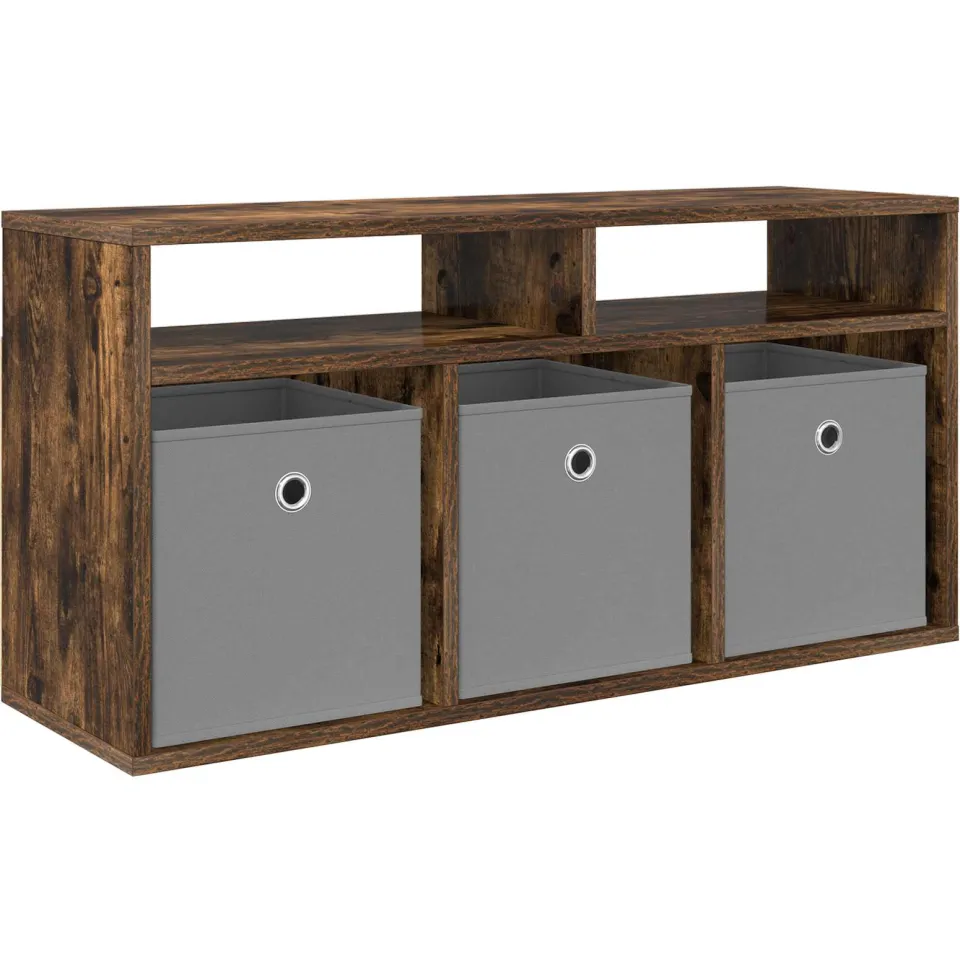 vidaXL Laagkast met lade Gerookt eiken 87 x 27,5 x 43 cm, foto 3