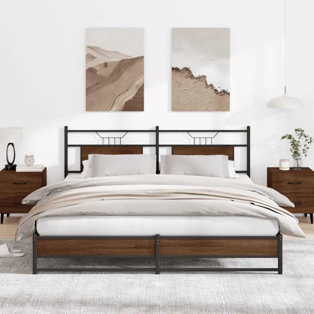 vidaXL Bedframe zonder matras metaal bruin eikenkleur 183x213 cm