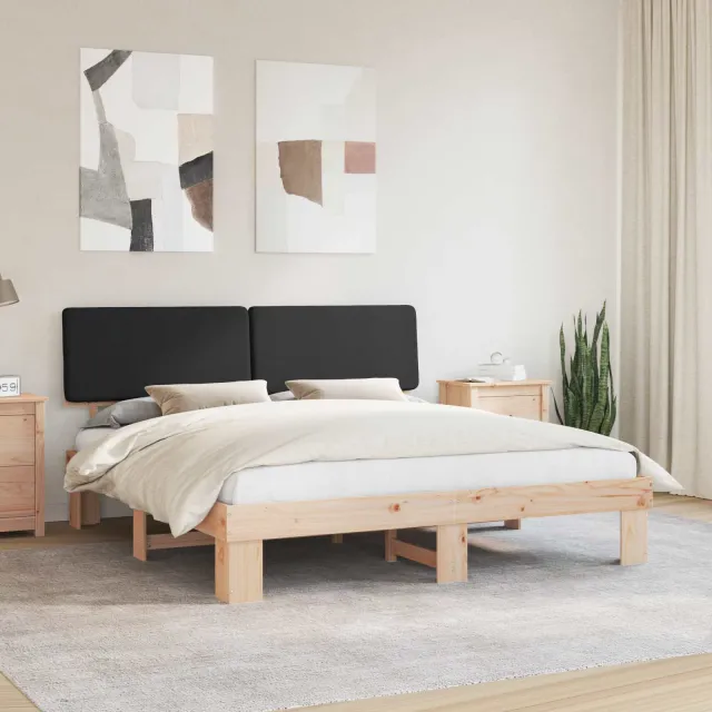 vidaXL Bedframe met Gevoerd Hoofdgedeelte Zwart 200 x 200 cm