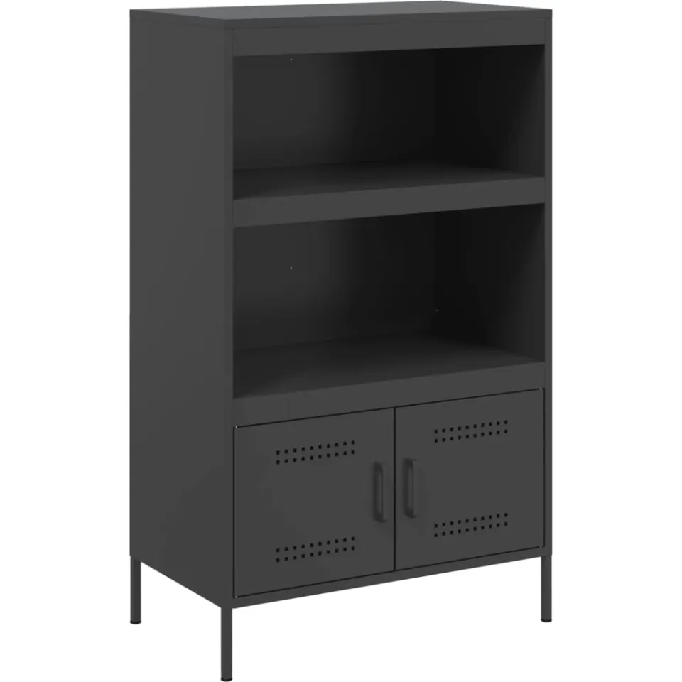 vidaXL Hoge kast 68x39x113 cm staal zwart