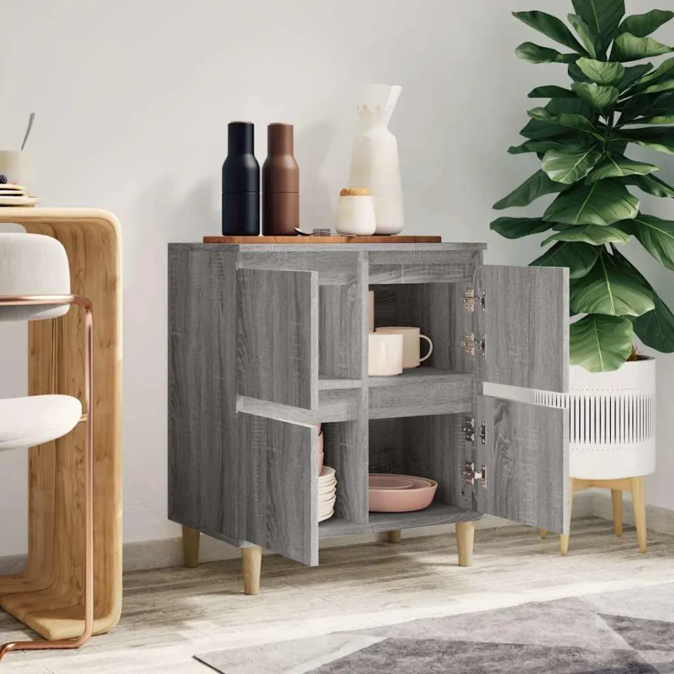 vidaXL Dressoir 60x35x70 cm bewerkt hout grijs sonoma eikenkleurig, foto 3