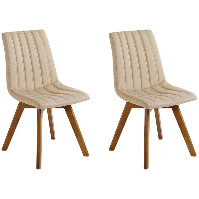 Beliani CALGARY - Eetkamerstoel - Zandbeige - Polyester