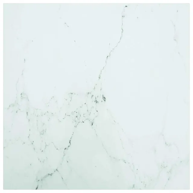 vidaXL Tafelblad 80x80 cm 6 mm gehard glas met marmeren design wit