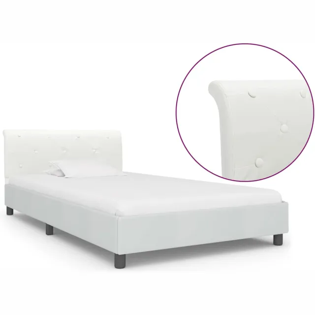 vidaXL Bedframe kunstleer wit 90x200 cm