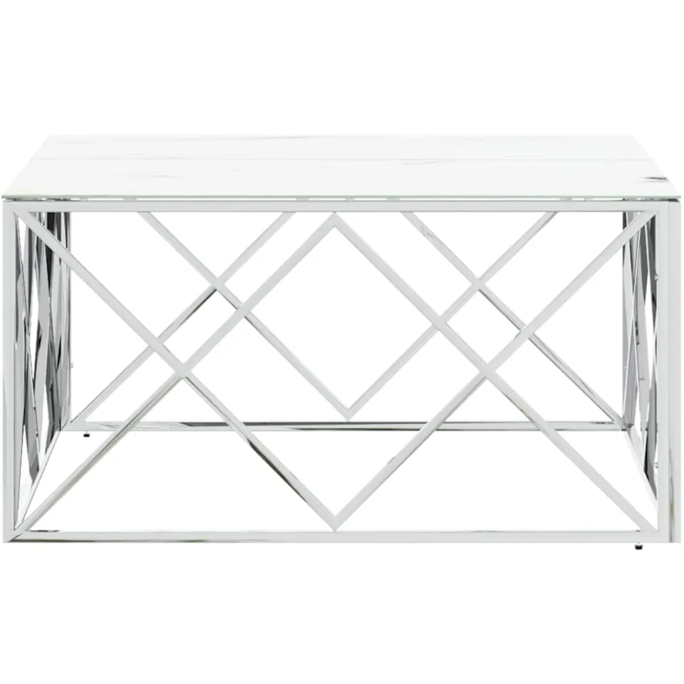 vidaXL Salontafel 80x80x40 cm roestvrij staal en glas zilverkleurig