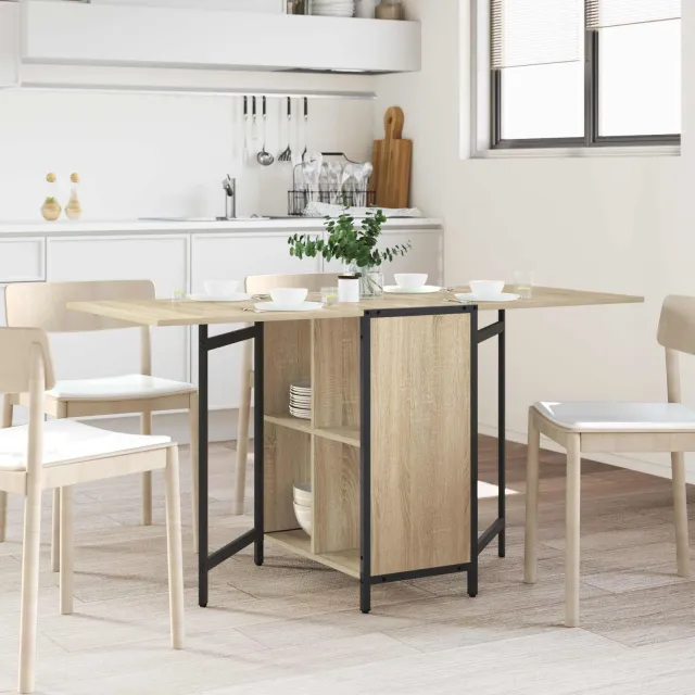 vidaXL Eettafel 144 x 60 x 75 cm Bewerkt hout Sonoma Eiken Rechthoekig Bruin