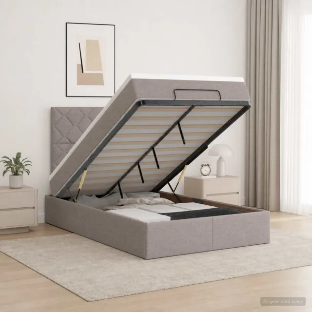 vidaXL Ottoman bed met matras met hoofdeinde Taupe 120 x 190 cm Stof