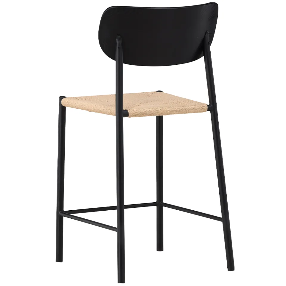 Nest living Rian barkruk met rotan zitting zwart - 67 cm, foto 3