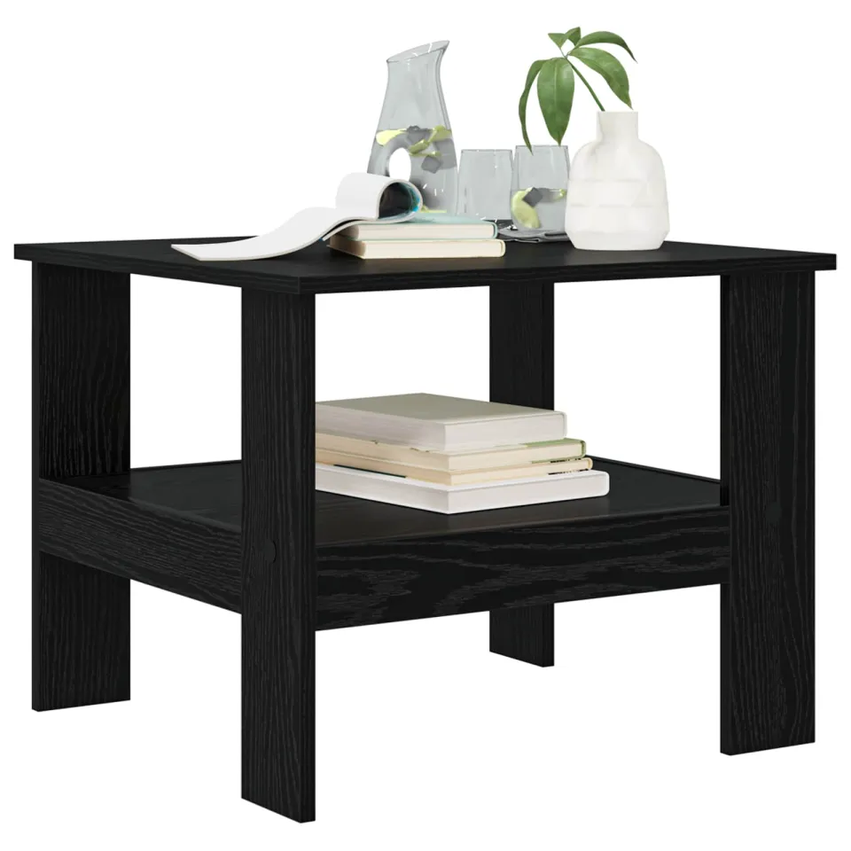 vidaXL Salontafel Zwart Eiken 57 x 55 x 45 cm Bewerkt hout