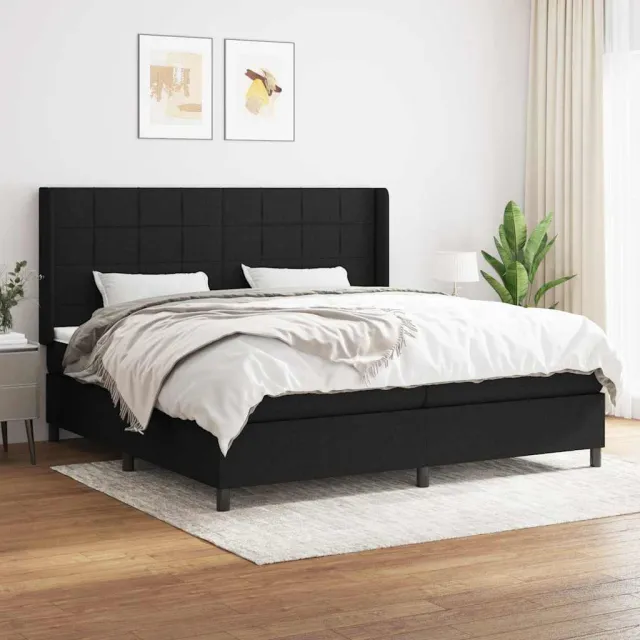 vidaXL Boxspring met matras stof zwart 200x200 cm