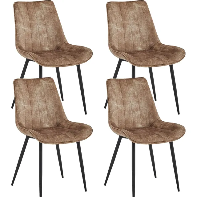 Colenis Verta Eetkamerstoel - Set Van 4 - Taupe - Adoré Velvet - Industrieel