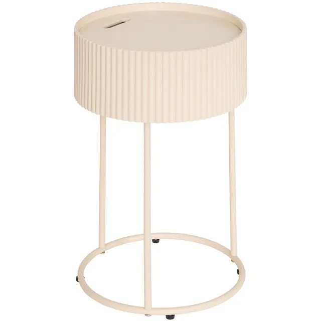 Atmosphera Juna Bijzettafel met opbergruimte - Ø33xH48cm - Beige