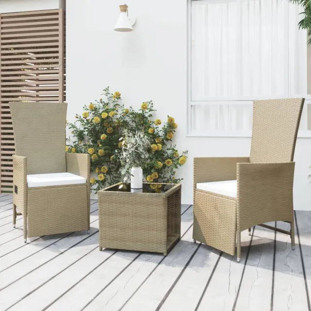 vidaXL 3-delige Loungeset poly rattan en staal beige, foto 2