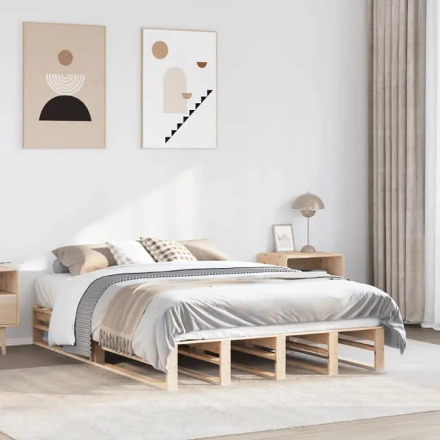 vidaXL Bedframe zonder matras massief grenenhout 120x200 cm bruin