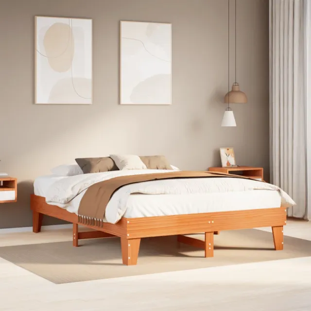 vidaXL Bedframe zonder matras massief grenenhout wasbruin 150x200 cm bruin