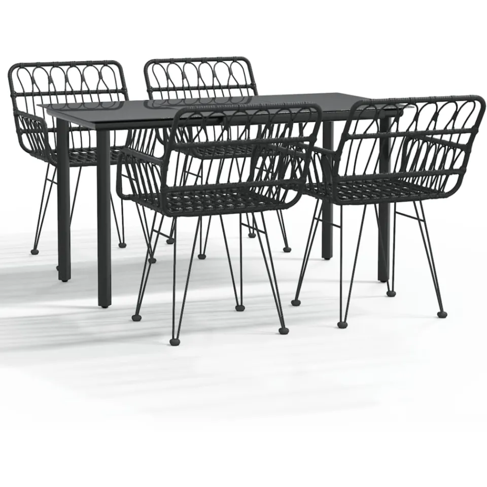vidaXL 5-delige Tuinset poly rattan zwart, foto 3