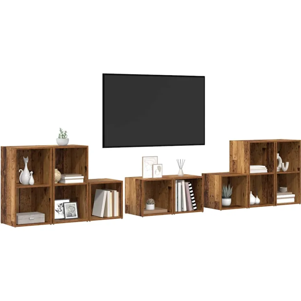 vidaXL TV-kast set 8 st 37 x 35 x 72 cm Oud Hout Bruin