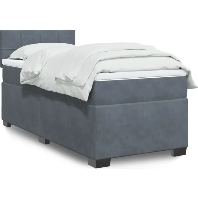 vidaXL Boxspring met matras fluweel donkergrijs 100x200 cm grijs