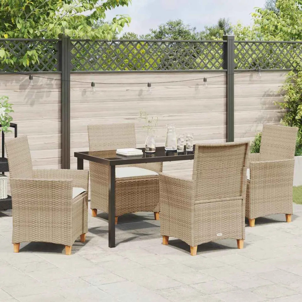 vidaXL Tuin eettafelset 5 st Beige poly rattan, foto 3