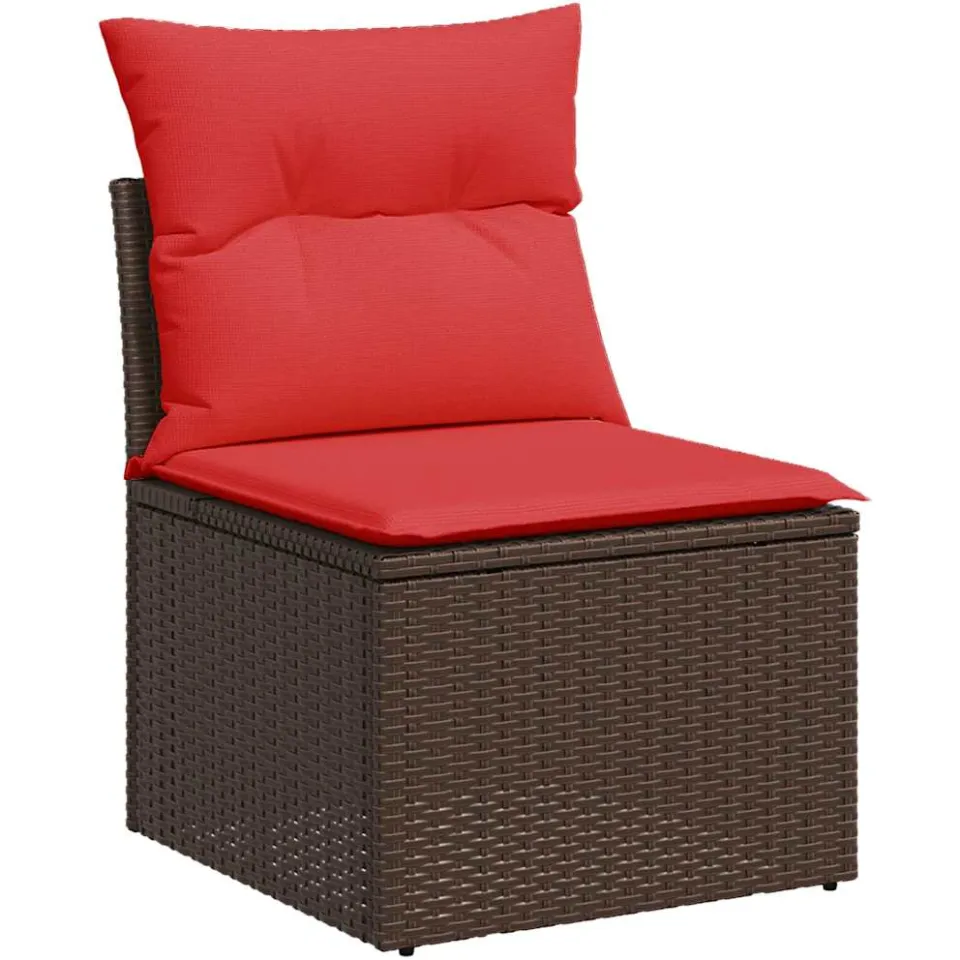 vidaXL 5-delige Loungeset met kussens poly rattan acacia bruin