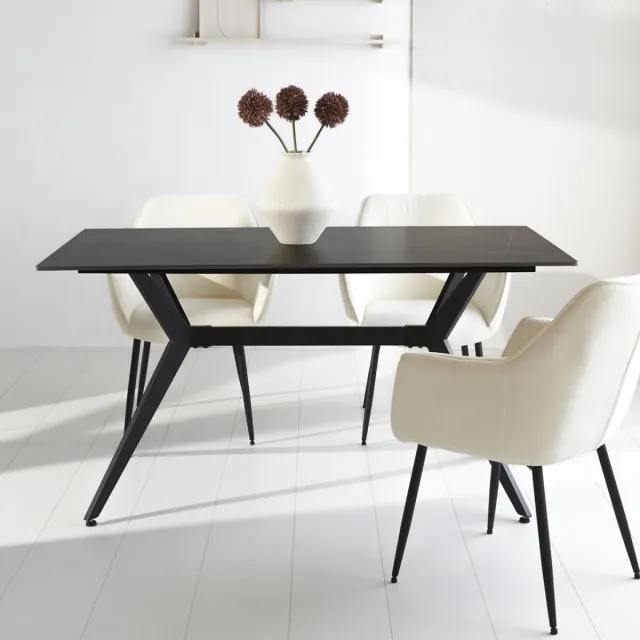 Dimehouse Eettafel Grace Sintered Stone Marmerlook Zwart 230 x 100 x 76 cm - Marmer - Modern - Rechthoek