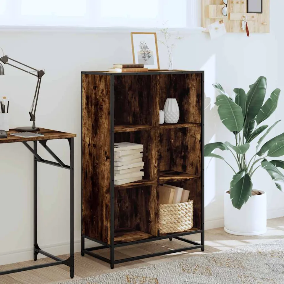 vidaXL Boekenkast 65,5x33x107,5 cm bewerkt hout gerookt eikenkleurig, foto 2