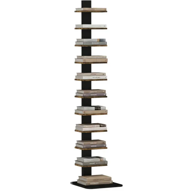 sogiol Boekentoren - 11 niveaus smalle boekenkast - ruimtebesparende kast - 163,5 cm - bruin