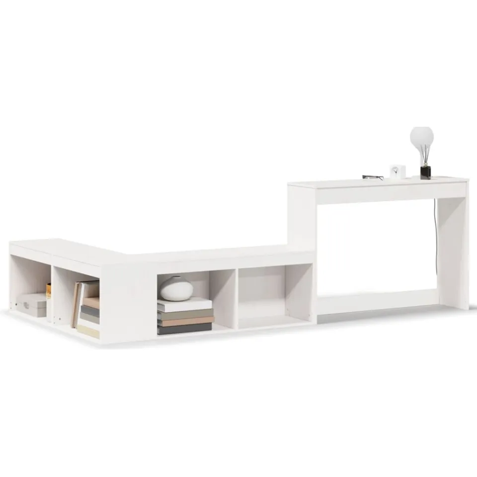 vidaXL Nachtkastje met bureau 222x107x75 cm massief grenenhout wit, foto 3