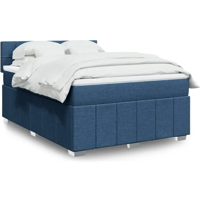 vidaXL Boxspring met matras stof blauw 160x200 cm