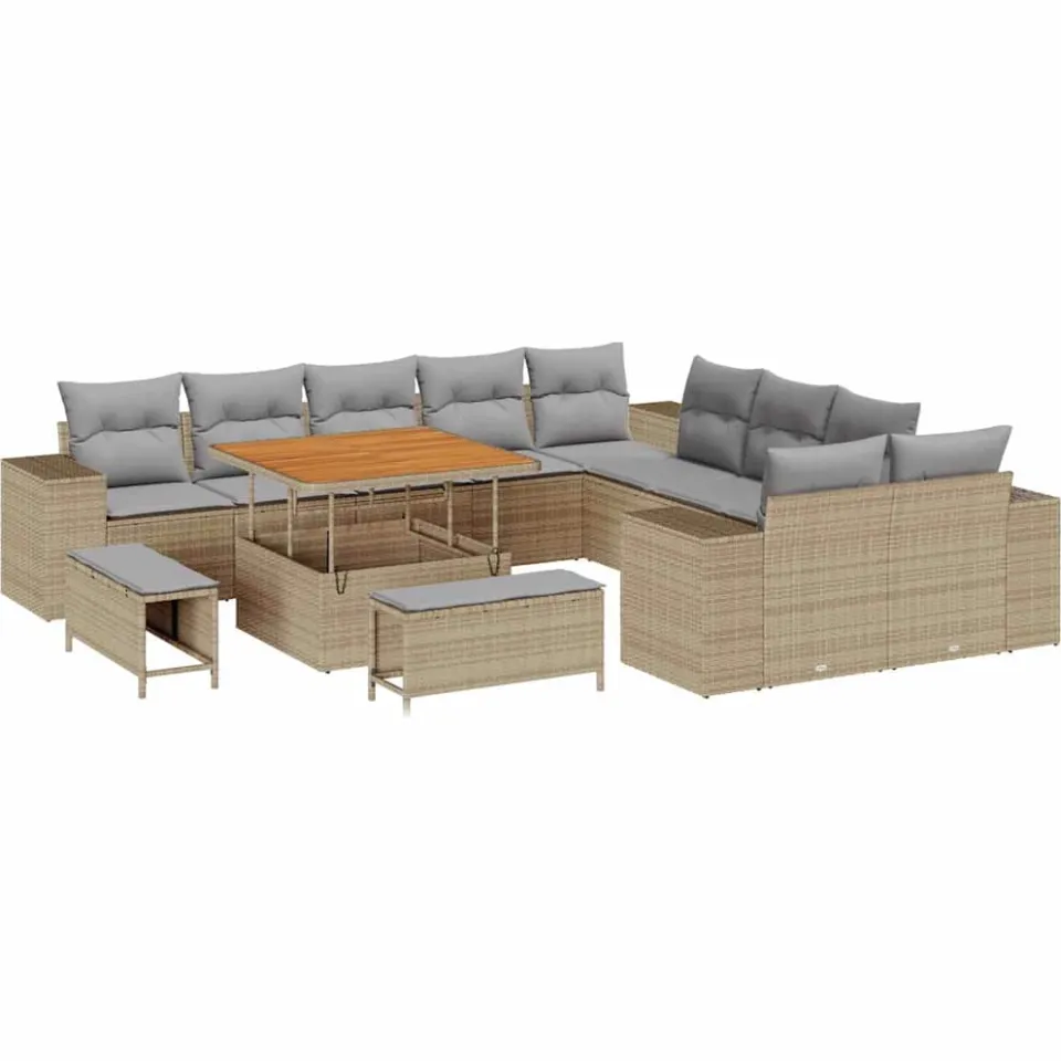 vidaXL Tuin Sofa Set 13 st Beige poly rattan
