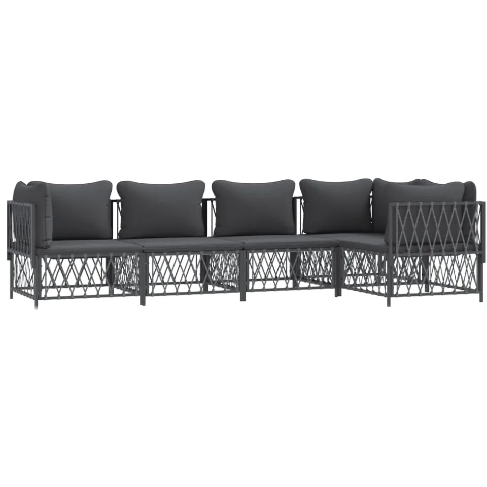 vidaXL 5-delige Loungeset met kussens staal antracietkleurig Anthraciet